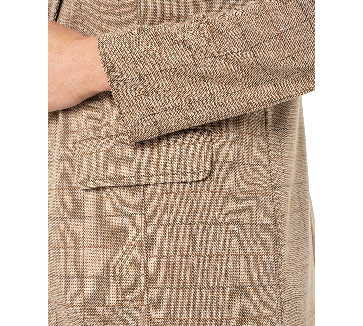 Liverpool Los Angeles Petite Plaid Ponte Boyfriend Blazer In Neutral