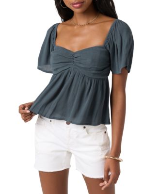 Juniors' Reema Sweetheart-Neck Empire-Seam Top