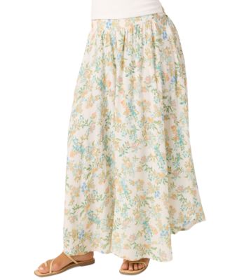 Juniors' Marnie Naomi Floral-Print Asymmetric-Hem Skirt 
