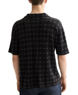 Men's Short Sleeve Tone on Tone Button-Front Shirt