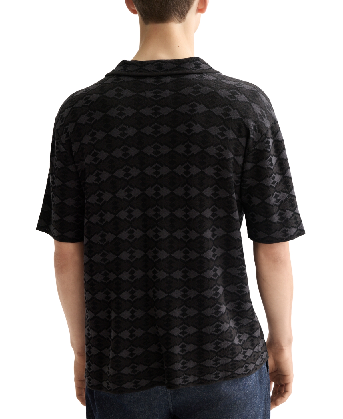 Scotch & Soda Men's Short Sleeve Tone On Tone Button-front Shirt In Black