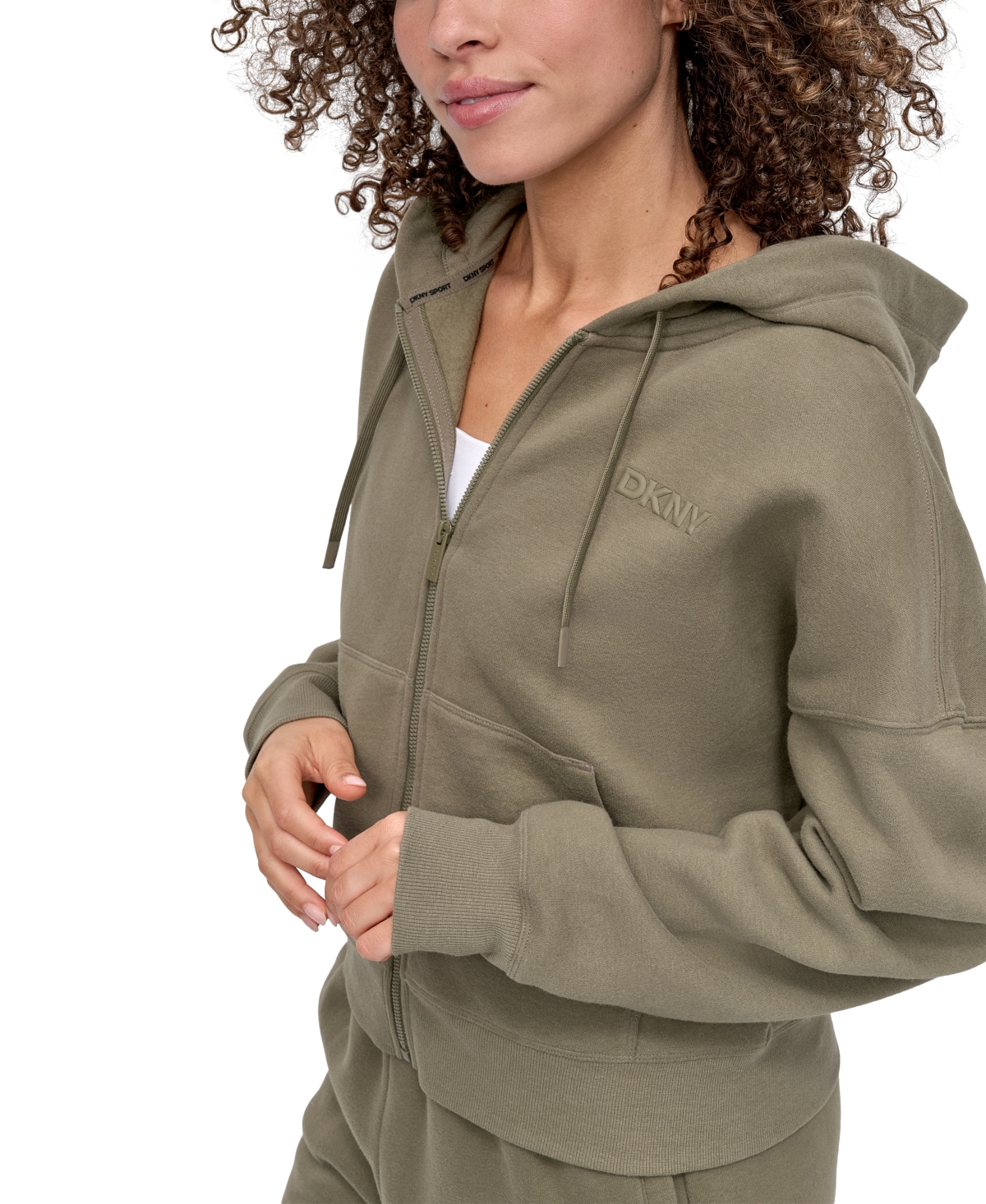 Dkny Women's Silicone Logo Full-zip Hoodie In Green