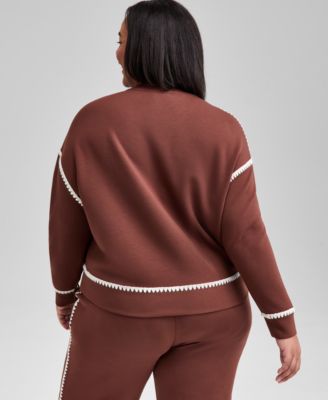 Trendy Plus Size Cozy Scuba Whipstitch Sweatshirt, Macy's Exclusive 