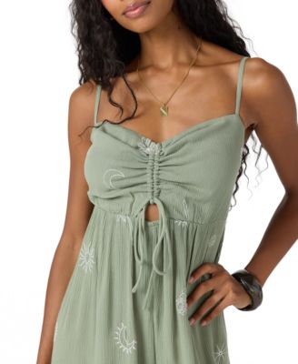 Juniors' Keiko Embroidered Side-Slit Jumpsuit 