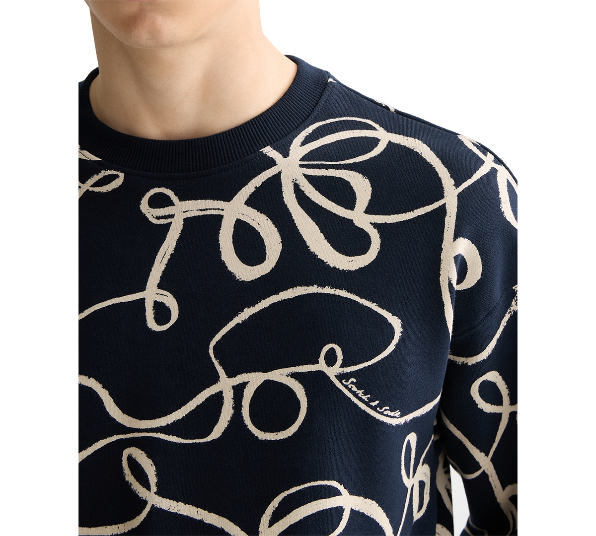 Scotch & Soda Print Cotton T-shirt In Blue