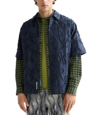 SCOTCH & SODA - Men's Relaxed Fit Short Sleeve Button-Front Jacquard Shirt