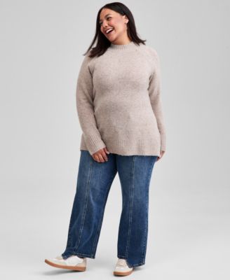 Trendy Plus Size Mock-Neck Sweater, Macy's Exclusive 