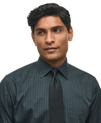 Brooks Brothers Men's Regular-Fit Spread Collar Tartan Plaid Dress Shirt