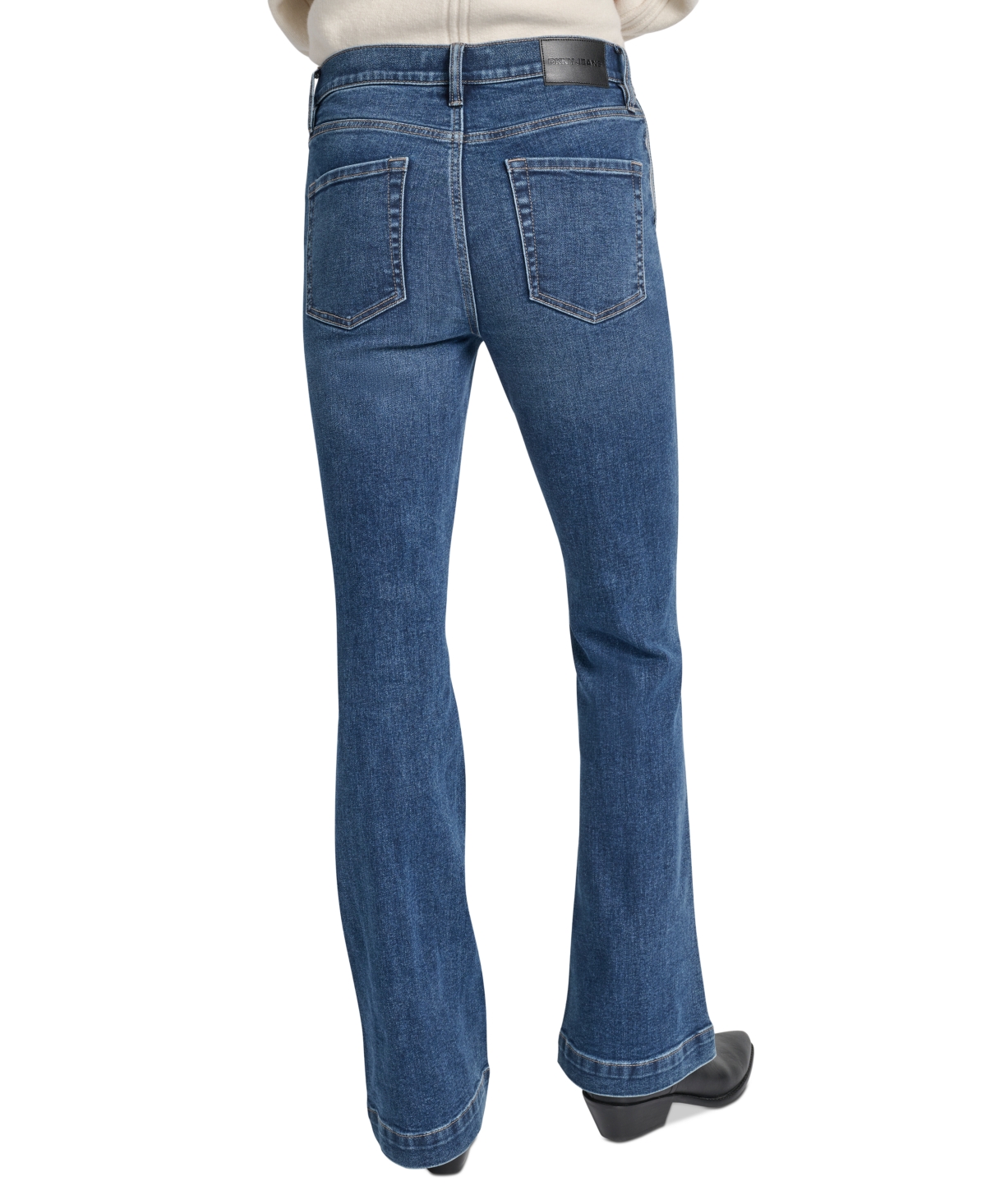 Dkny Jeans Petite High-rise Flare-leg Jeans In Blue