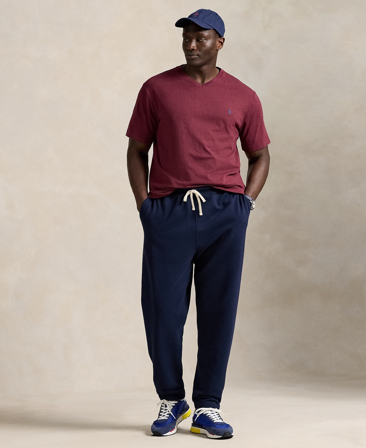 Polo Ralph Lauren Men's Big & Tall Classic Fit V-neck T-shirt In Burgundy