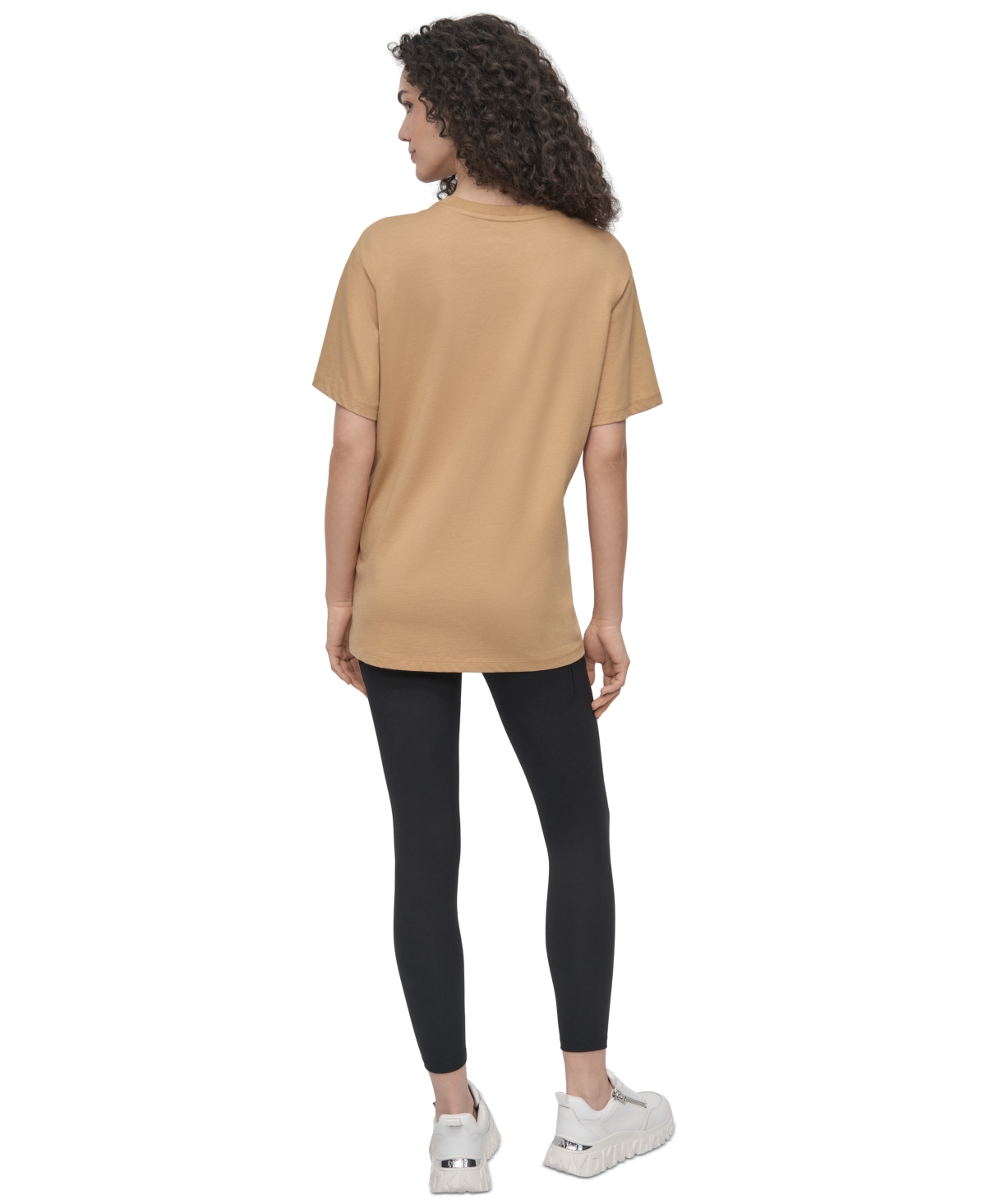 Dkny Varsity Satin Logo Oversize T-shirt In Brown