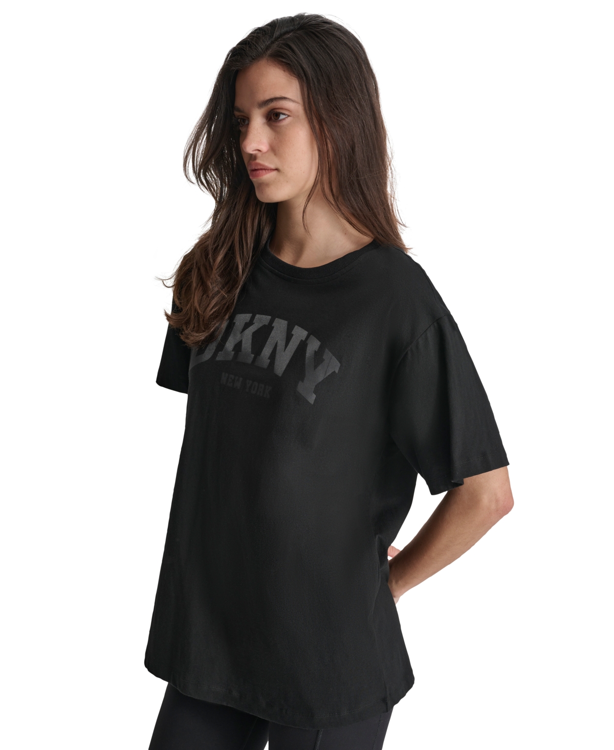 Dkny Sport Women's Varsity Satin Logo Oversized Cotton T-Shirt