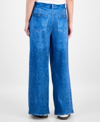 Petite Sky-Rise French Terry Wide-Leg Jeans