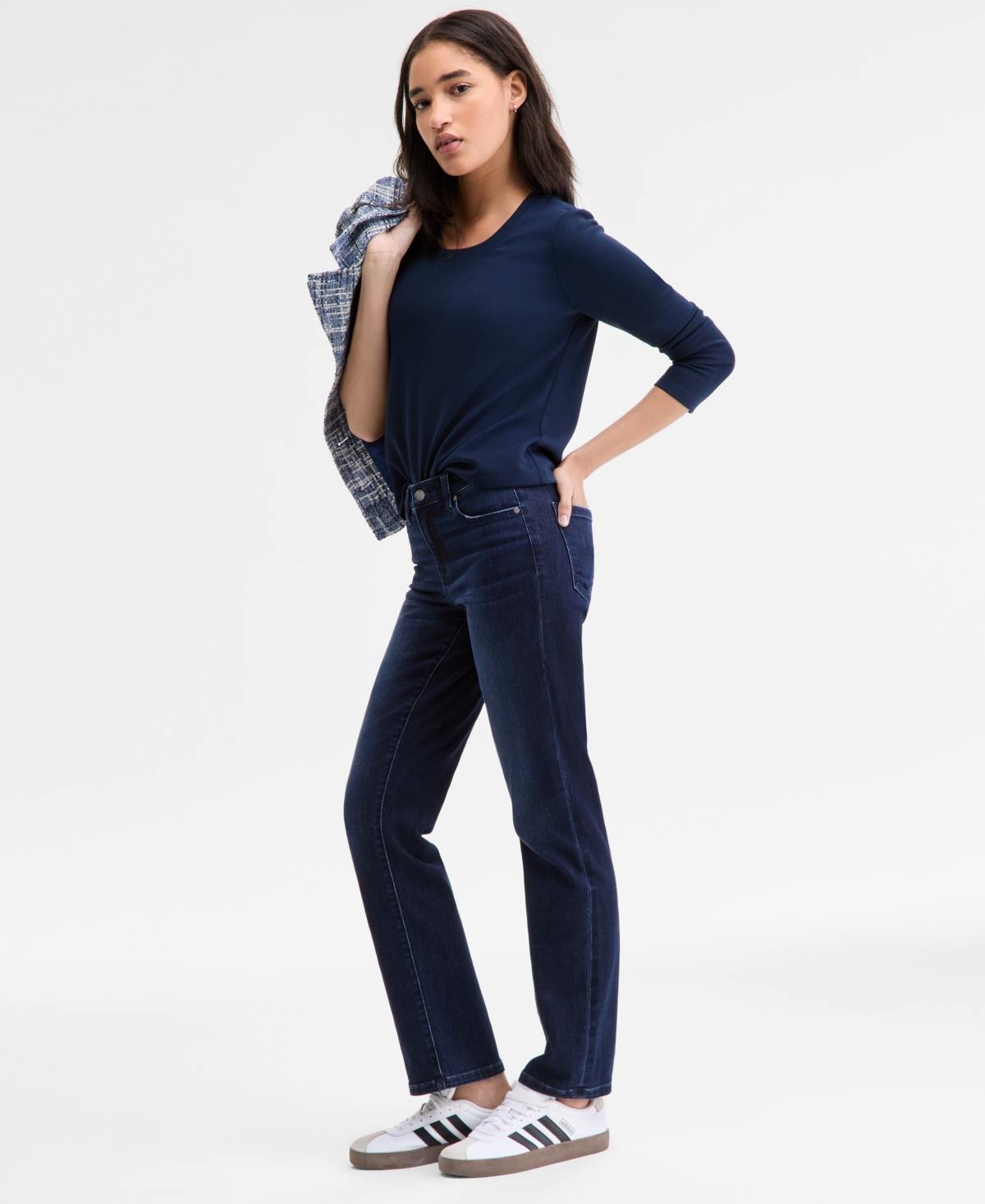 Liverpool Los Angeles Women's Kennedy Mid Rise Straight Leg Jeans In Blue
