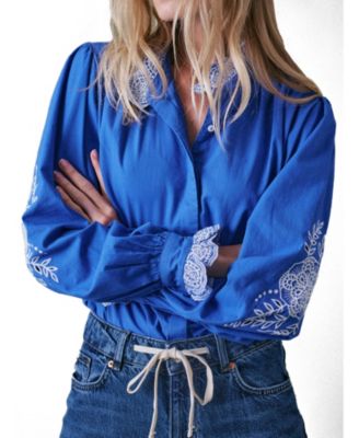 Women's Jewel Trim Cotton Carla Blouse