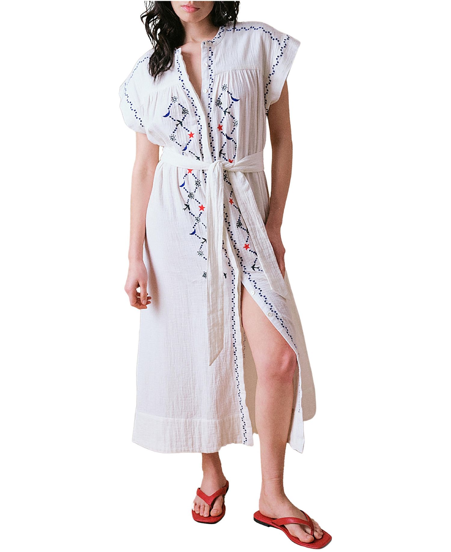 Women's Cap Sleeve Embroidered Dress