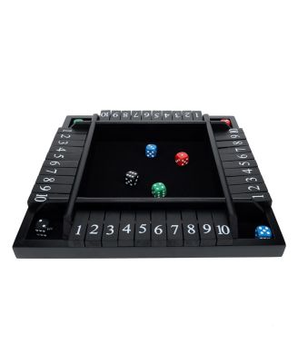 4 Player Shut the Box Dice Board Game with Black Stained Wood - 12 in