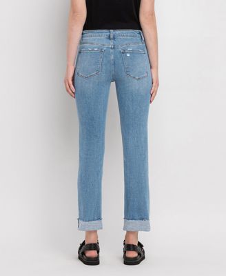 Women's Mid Rise Cuffed Slim Straight Jeans