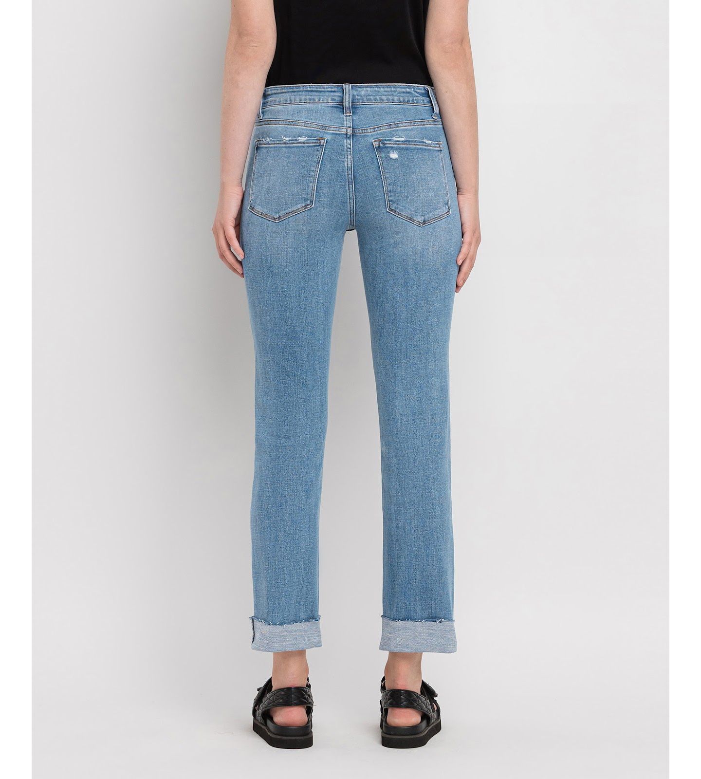 Женские джинсы Flying Monkey Mid Rise Cuffed Slim Straight, цвет: Синий — фото 3