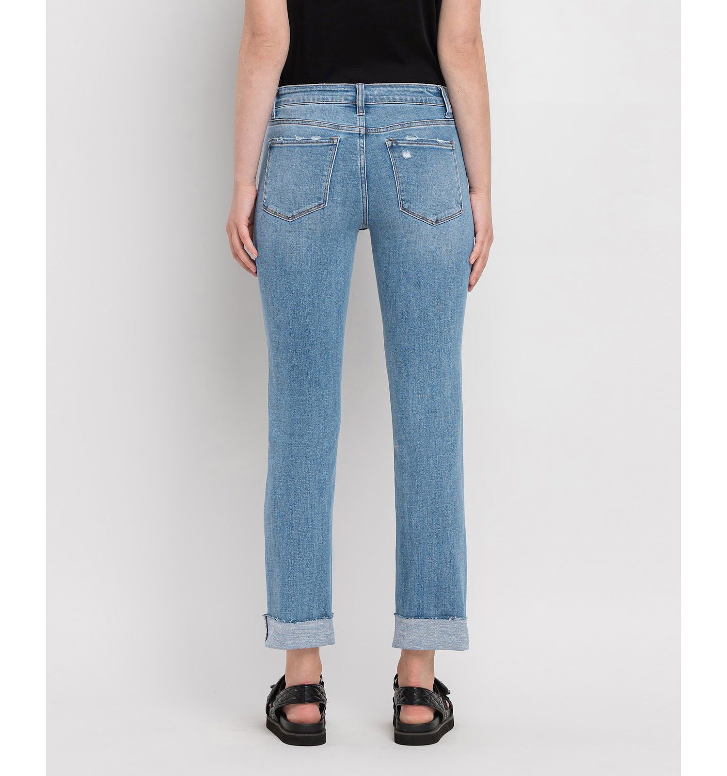 Women's Mid Rise Cuffed Slim Straight Jeans