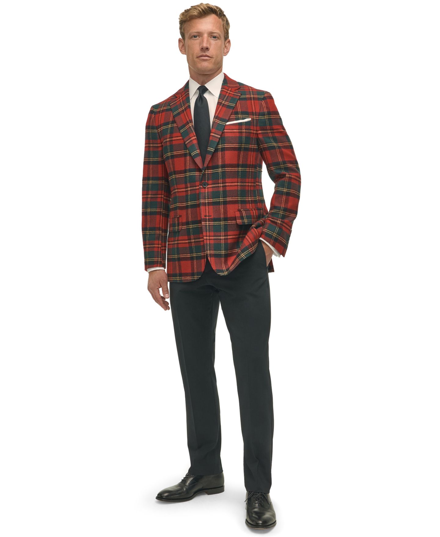 Мужской клетчатый спортивный пиджак Brooks Brothers классического кроя из смеси шерсти, цвет: Красный — фото 5