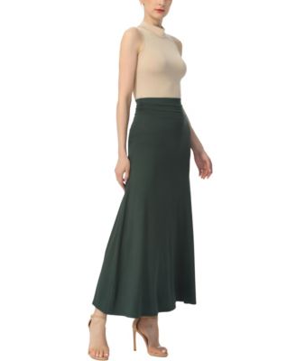 Women's Waist Ruched Pull On Maxi Skirt