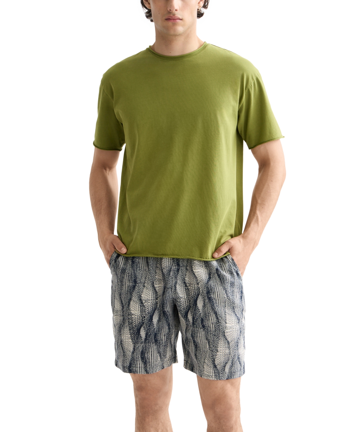 Scotch & Soda Men's Relaxed Fit Marble Print 7.5" Bermuda Shorts In Gray
