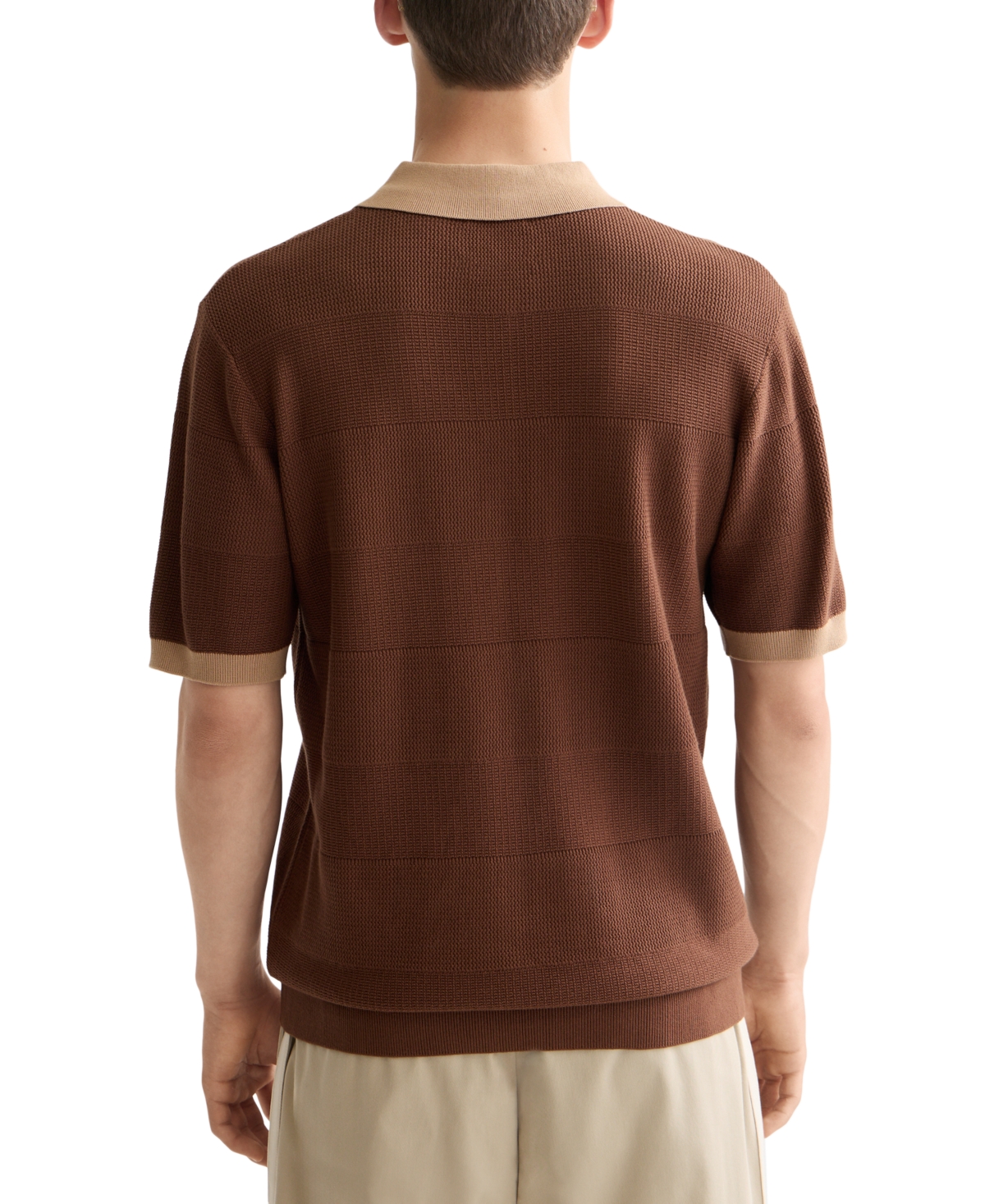 Scotch & Soda Men's Short Sleeve Tone-on-tone Polo Shirt In Brown