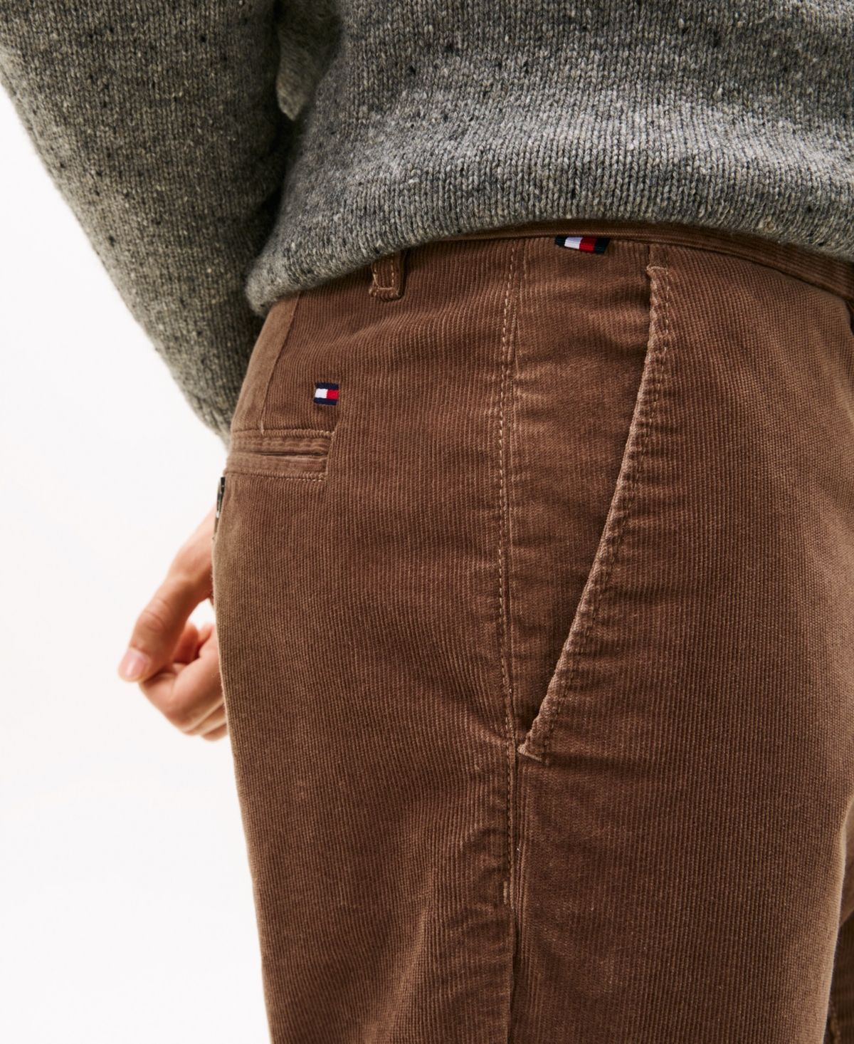 Tommy Hilfiger Men's Denton Slim Straight Fit Corduroy Chinos In Brown