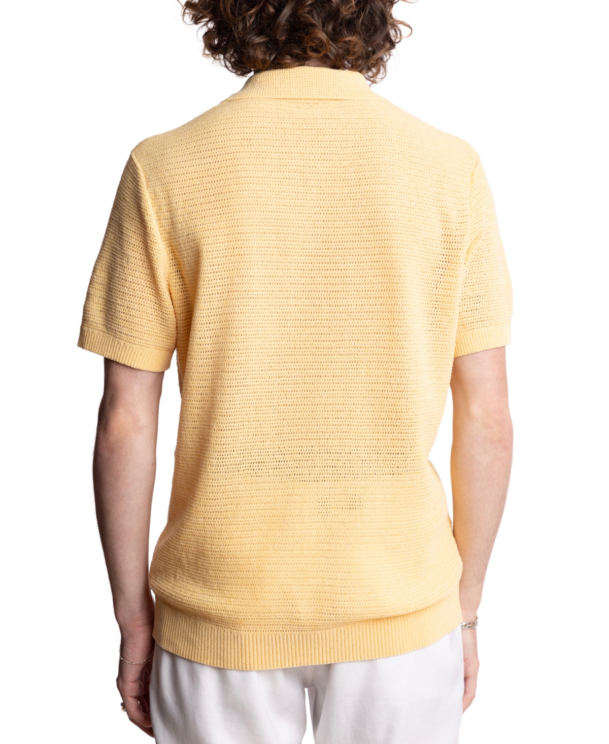 Paisley & Gray Open Knit Johnny Collar Polo In Orange