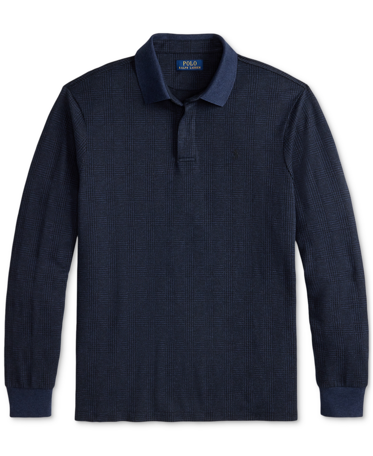 Polo Ralph Lauren Classic Fit Glen Plaid Long Sleeve Cotton Polo In Blue