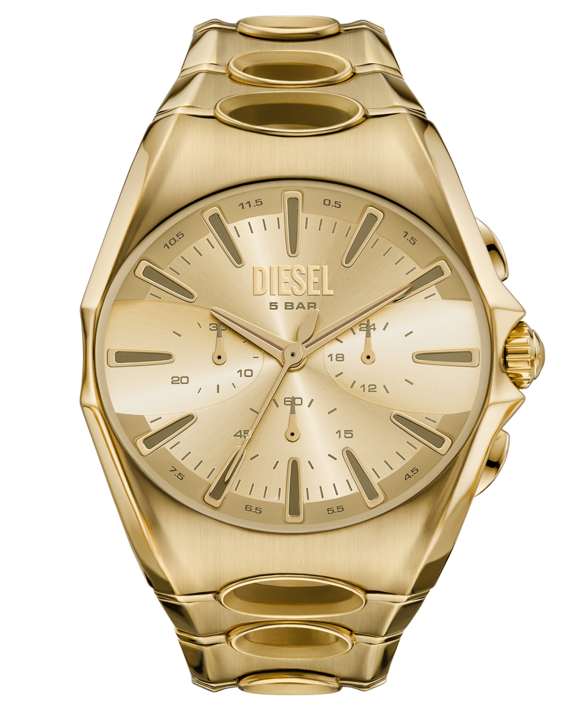 Diesel Men's D-curve Quartz Chronograph Gold Stainless Steel Watch, 48mm In Gold