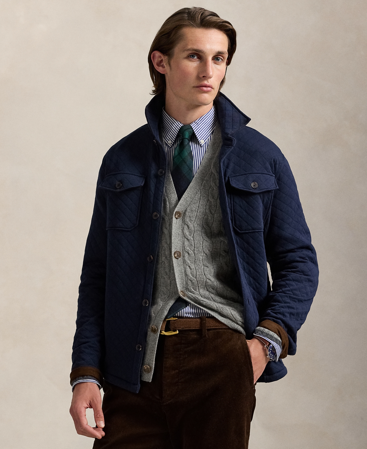Polo Ralph Lauren Men's Quilted Double-Knit Jersey Shirt Jacket