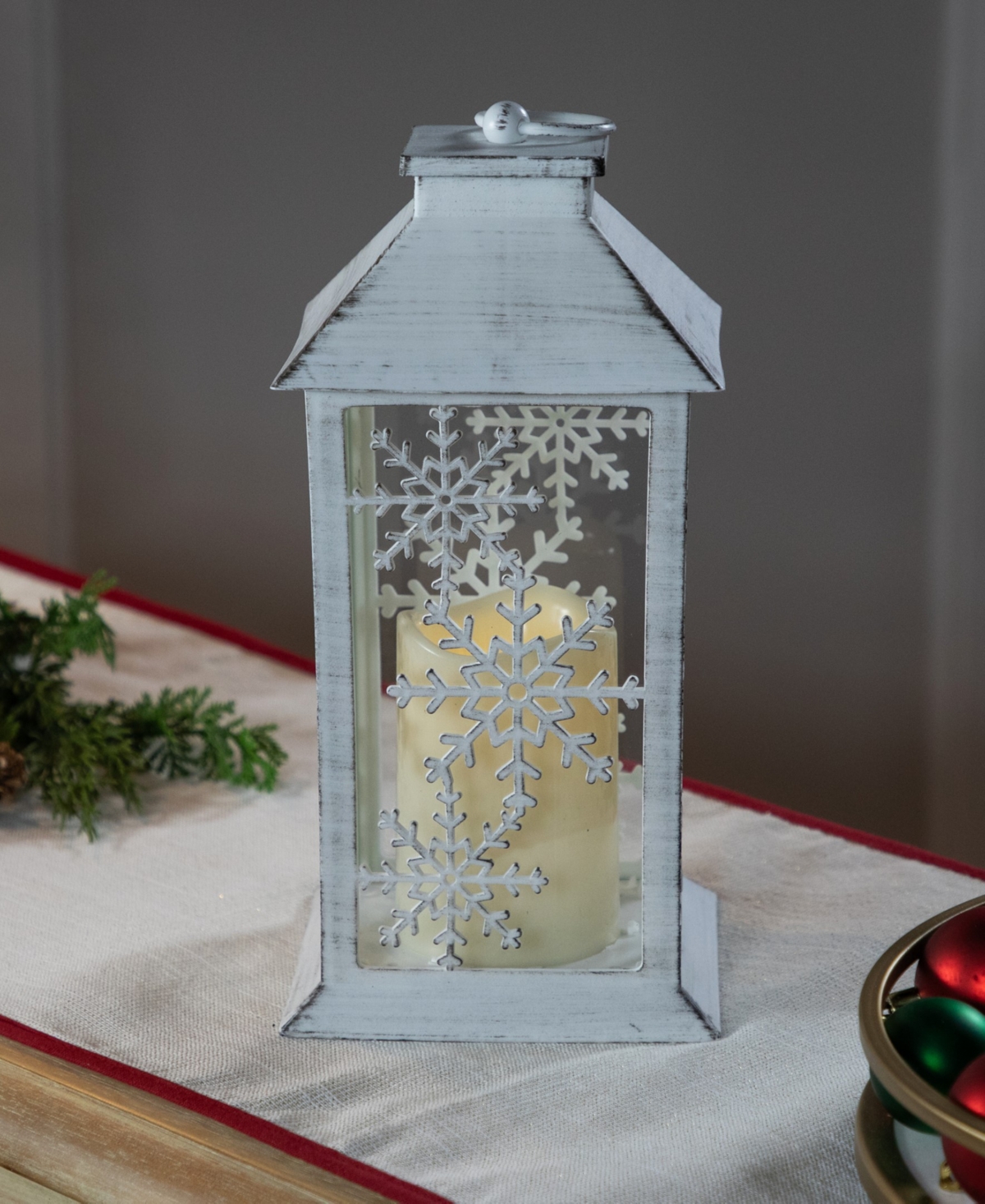 Northlight 11" Led Lighted Snowflakes Christmas Candle Lantern In White