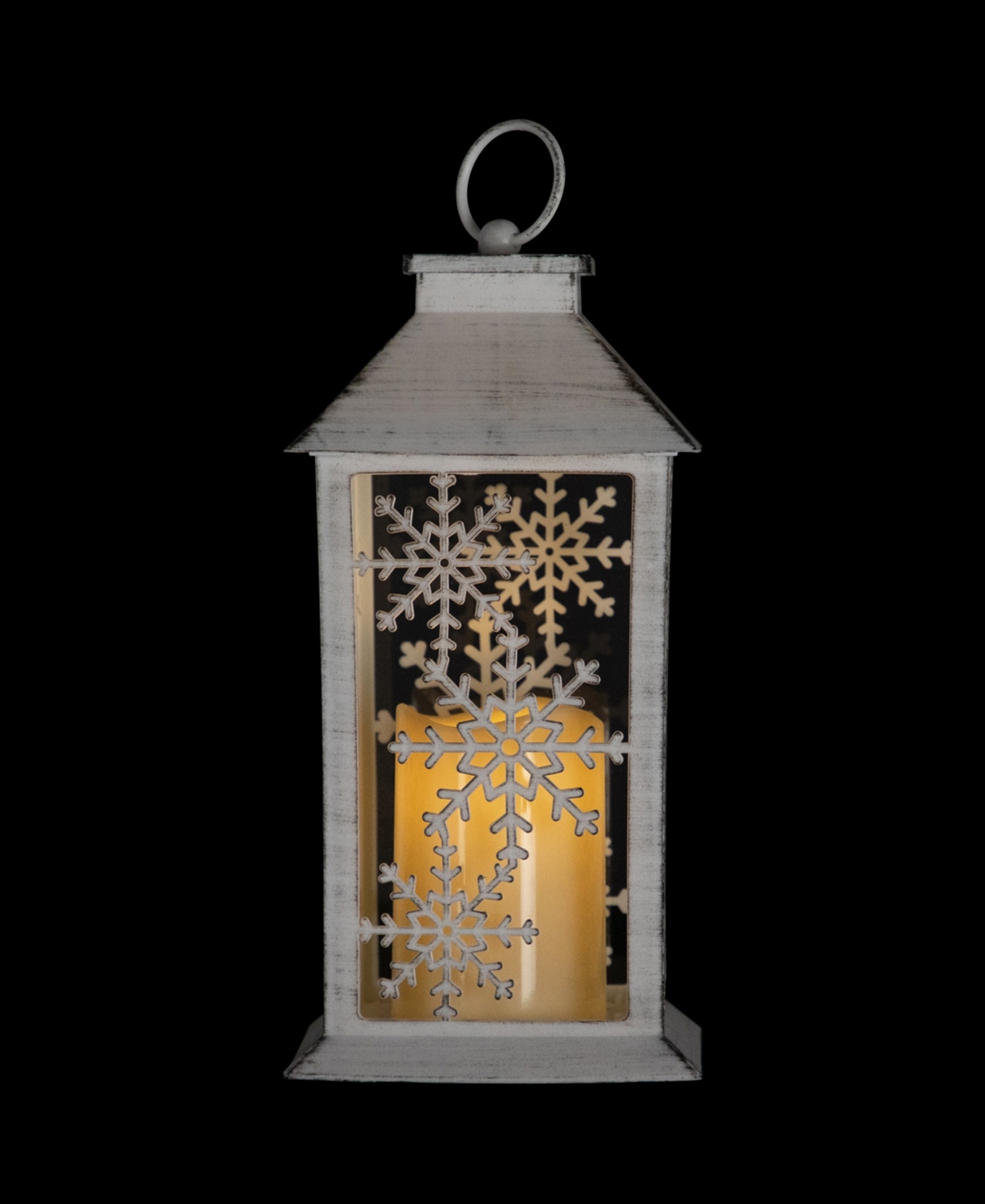 Northlight 11" Led Lighted Snowflakes Christmas Candle Lantern In White