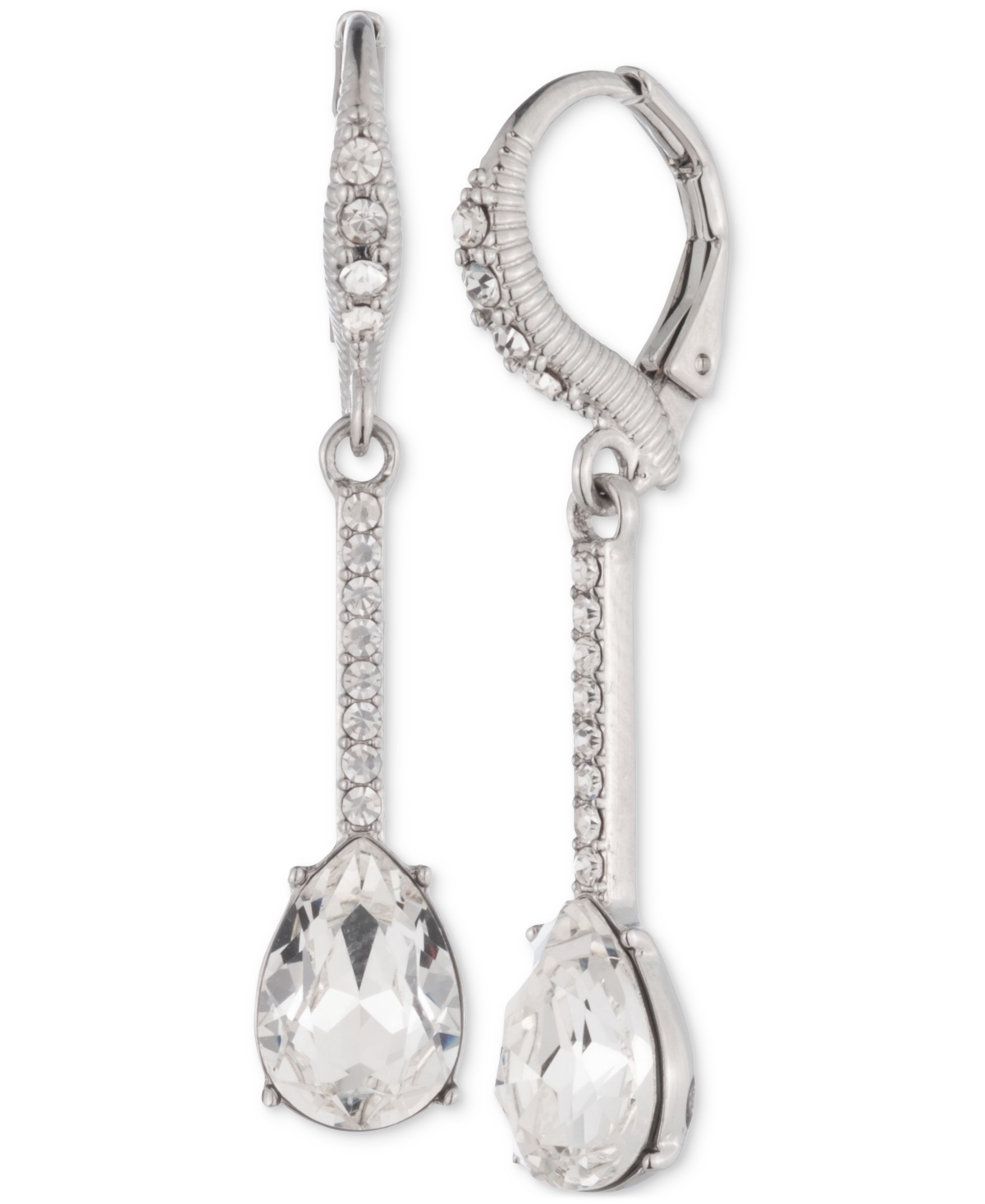Givenchy Pave Crystal Linear Drop Earrings In White