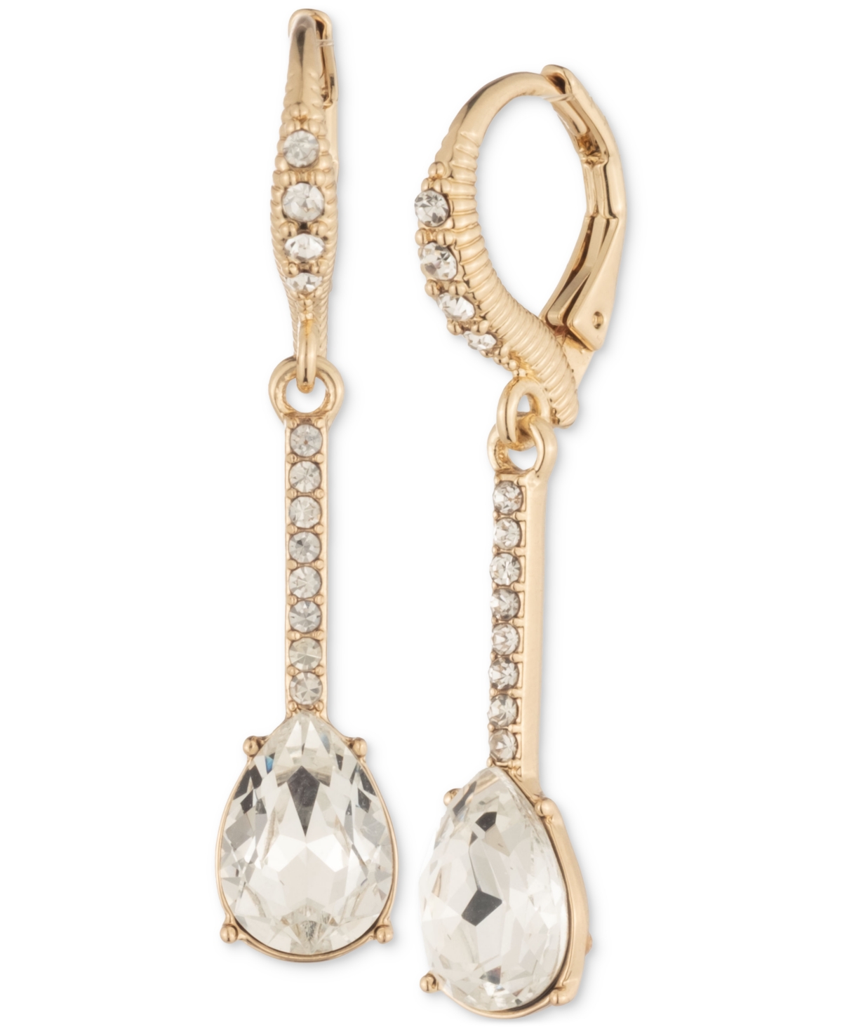 Givenchy Pave Crystal Linear Drop Earrings In Gold