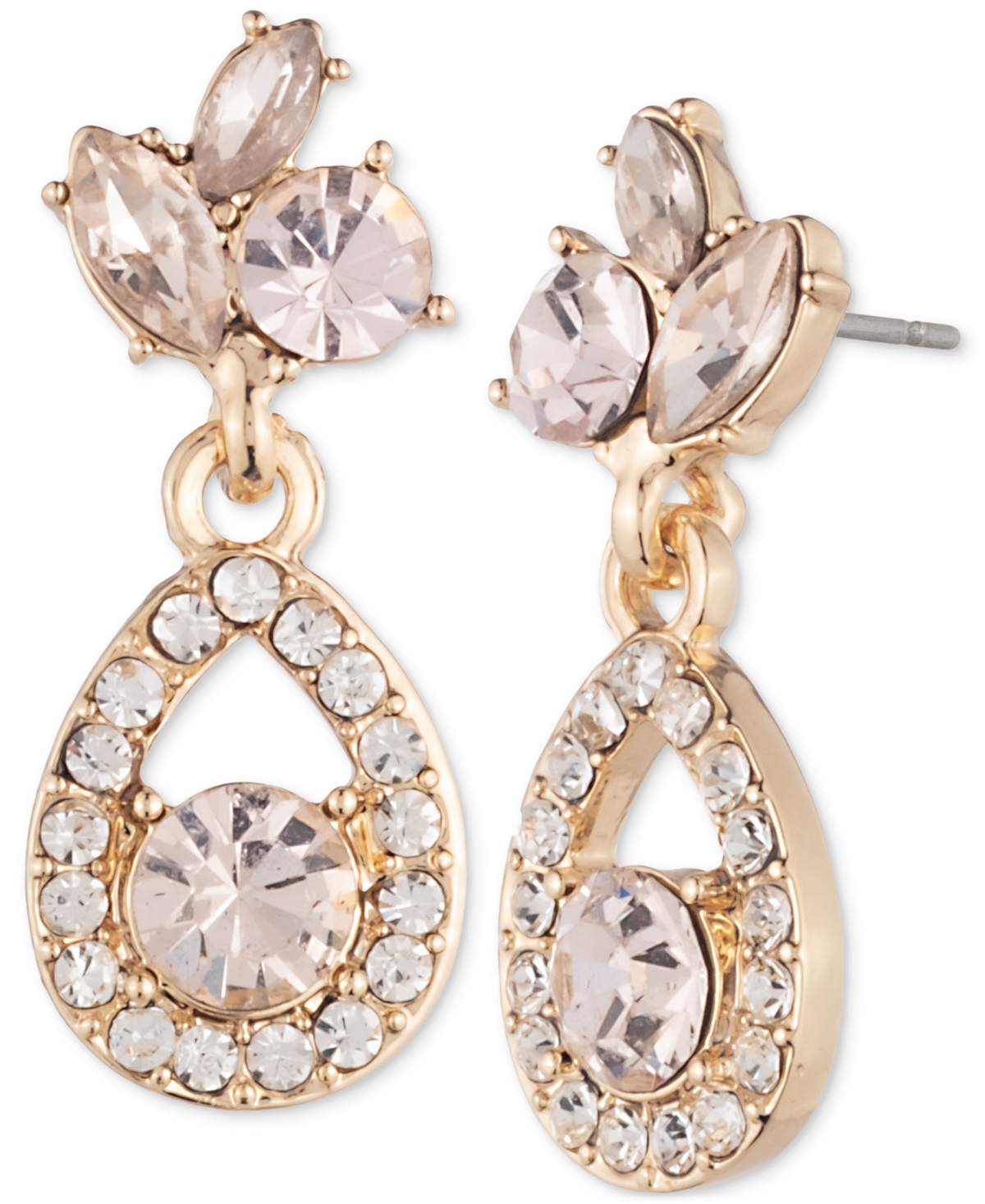 Givenchy Gold-tone Crystal Drop Earrings In Pink