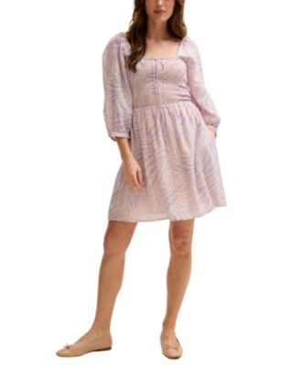 Women's Lucy Shirred Bodice Banana Check Print Mini Dress