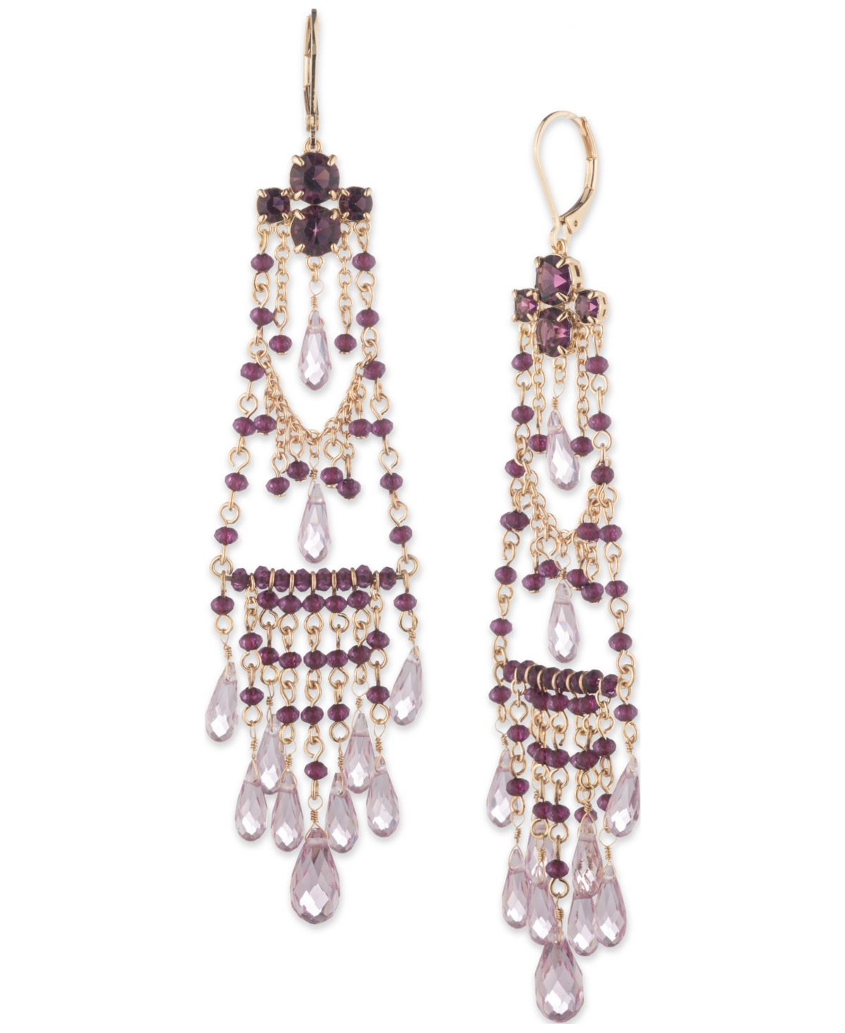 Ralph Lauren Gold-tone Beaded Drama Chandelier Earrings
