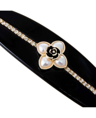 Pearl Flower W/ Rhinestone Hair Barrette By Adina Eden