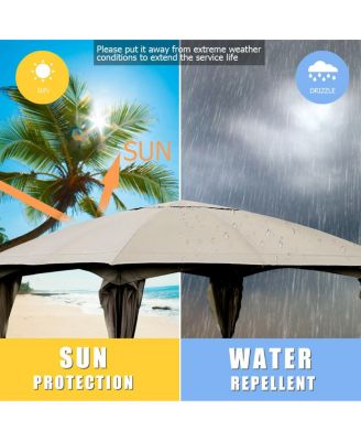 11.5FT Patio Gazebo Canopy Tent Wedding Party Shelter Awning Mosquito Netting