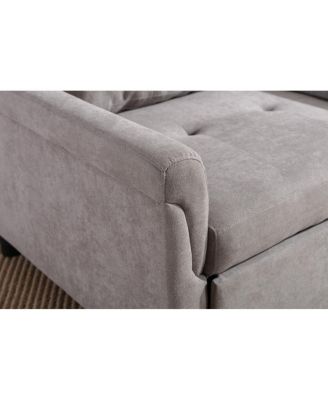 35"W Gray Woven Convertible Armchair