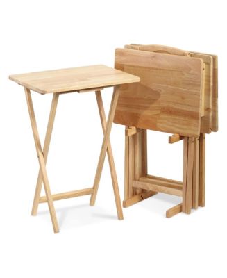 PJ Wood Folding TV Tray Tables with Compact Storage Rack 5 Piece Furniture Set - Macy's