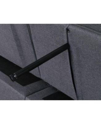 56"W Dark Gray Linen Convertible Sleeper Loveseat with Side Pocket