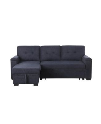 84.5"W Woven Fabric Reversible Sleeper Sectional Sofa with Storage Chaise