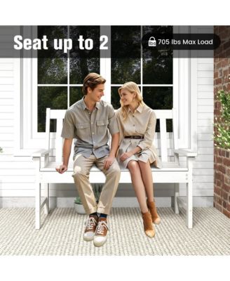 Garden Bench All-Weather HDPE 2-Person Outdoor Bench for Front Porch Backyard