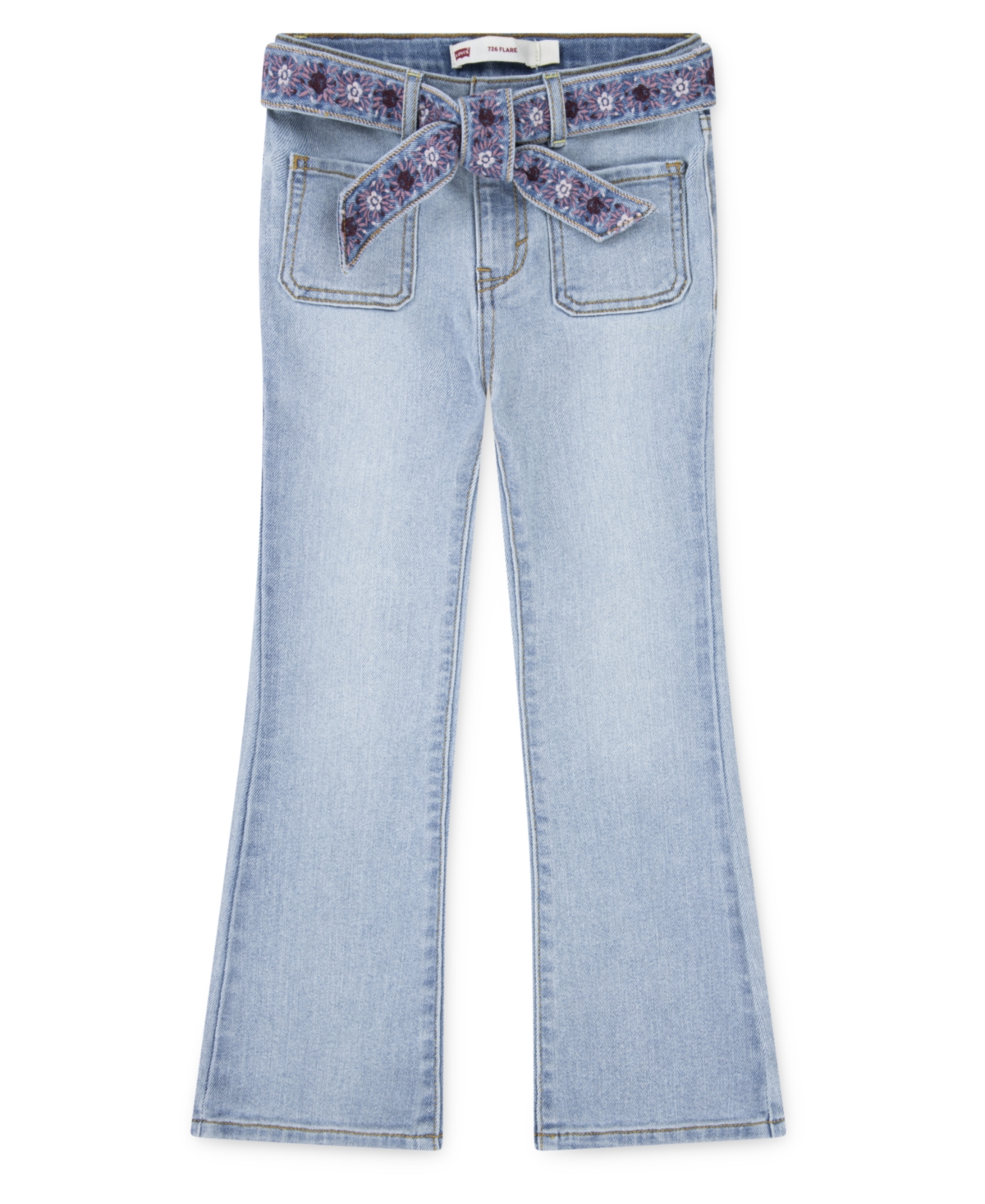Levi's Kids' Big Girls Embroidered Belt Flared Jeans In Blue