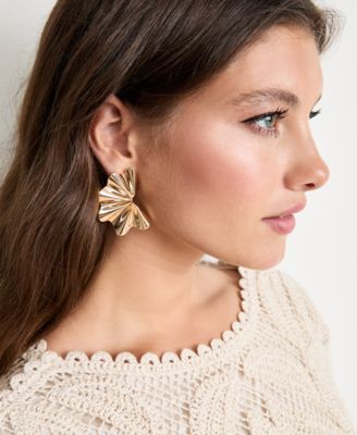 Macy's - Gold-Tone Sculptural Floral Drop Earrings