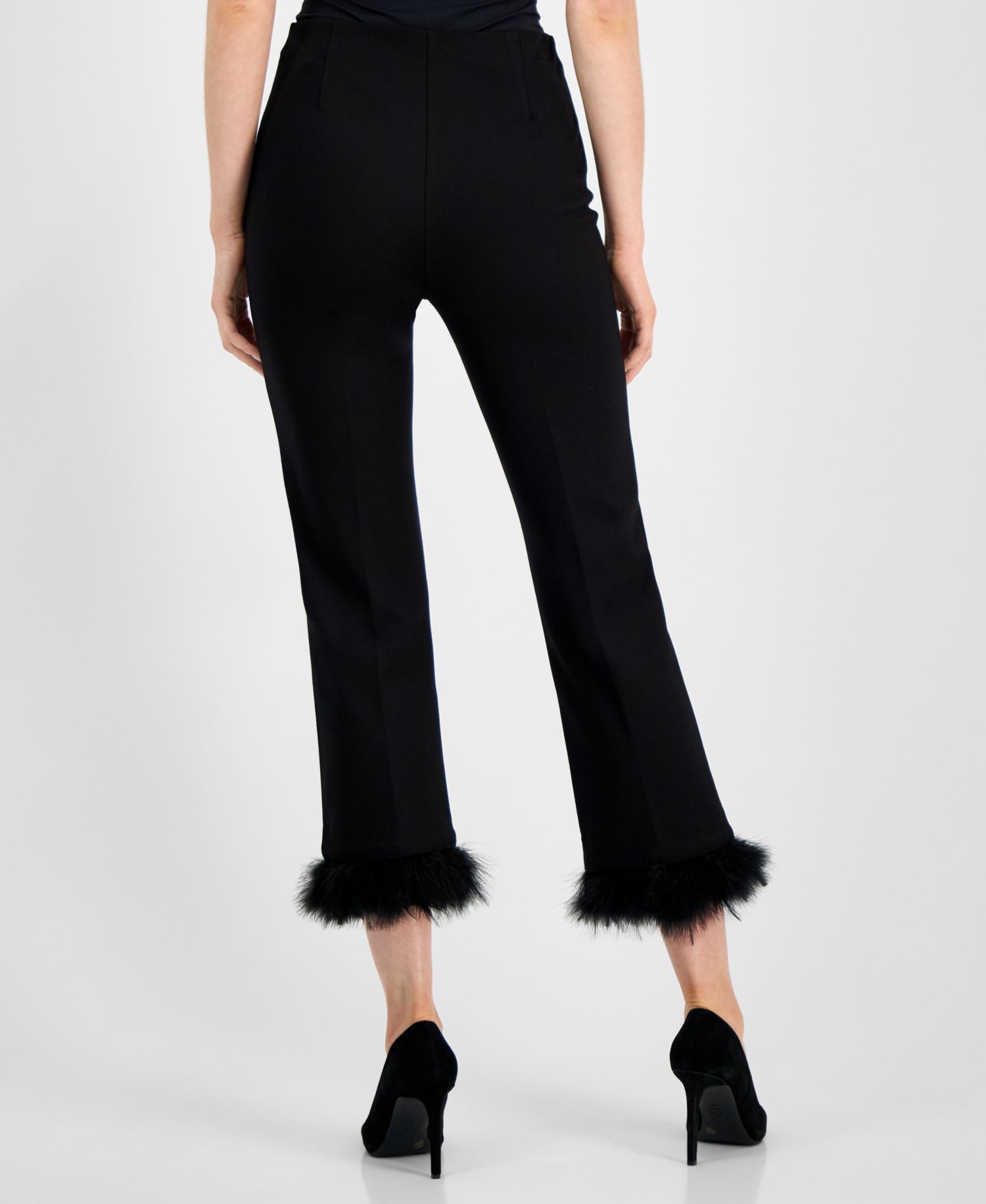 Women's Pull-On Hollywood Feather-Trim-Cuff Pants
